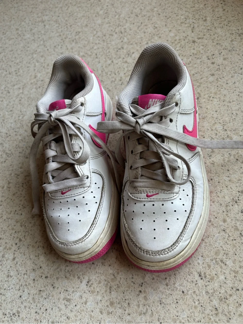 Nike Kids Shoes Air Force 1 Pink and White Kids Sneakers - Girls Size 2